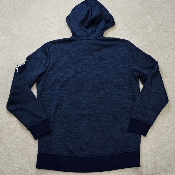 Under Armour ColdGear Hoodie Men's Sz MedLoose Fit Navy Blue Sweatshirt - Picture 6 of 8